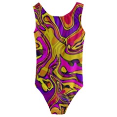 Colorful Boho Swirls Pattern Kids  Cut-out Back One Piece Swimsuit