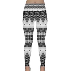 Boho Black And White  Lightweight Velour Classic Yoga Leggings by SpinnyChairDesigns