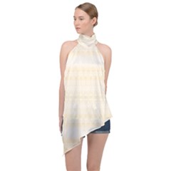 Boho Lemon Chiffon Pattern Halter Asymmetric Satin Top by SpinnyChairDesigns