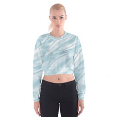 Light Blue Feathered Texture Cropped Sweatshirt by SpinnyChairDesigns