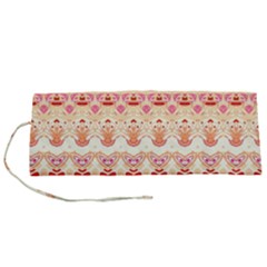 Boho Red Gold Roll Up Canvas Pencil Holder (s) by SpinnyChairDesigns