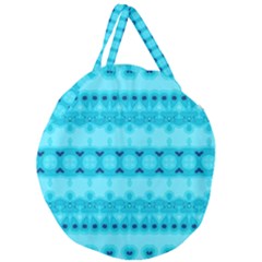 Boho Aqua Blue Giant Round Zipper Tote by SpinnyChairDesigns