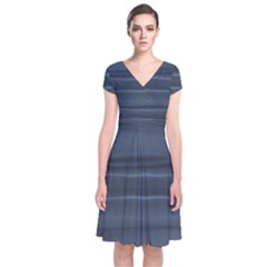 Faded Denim Blue Grey Ombre Short Sleeve Front Wrap Dress by SpinnyChairDesigns