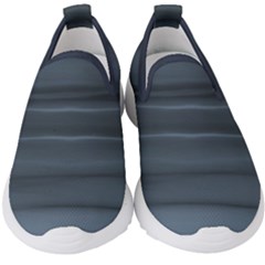 Faded Denim Blue Grey Ombre Kids  Slip On Sneakers by SpinnyChairDesigns