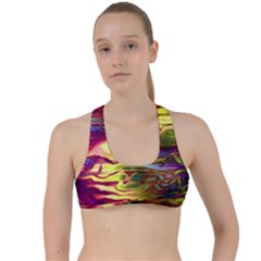 Electric Tie Dye Colors Criss Cross Racerback Sports Bra by SpinnyChairDesigns