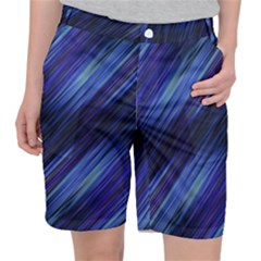 Indigo And Black Stripes Pocket Shorts by SpinnyChairDesigns