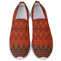 Boho Rust Orange Brown Pattern Men s Slip On Sneakers by SpinnyChairDesigns