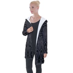 Boho Black Diamonds Longline Hooded Cardigan by SpinnyChairDesigns