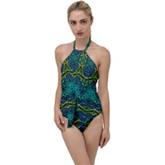 Boho Emerald Green Go With The Flow One Piece Swimsuit by SpinnyChairDesigns