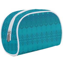 Boho Teal Pattern Makeup Case (large) by SpinnyChairDesigns