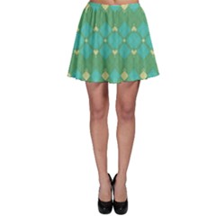 Boho Green Blue Checkered Skater Skirt by SpinnyChairDesigns