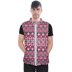 Boho Pink Grey  Men s Puffer Vest by SpinnyChairDesigns