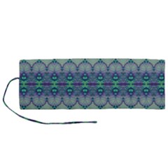 Boho Purple Teal Roll Up Canvas Pencil Holder (m) by SpinnyChairDesigns