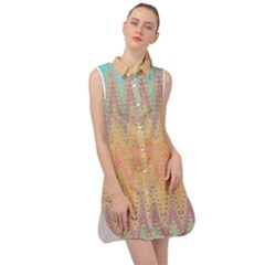 Boho Pastel Colors Sleeveless Shirt Dress by SpinnyChairDesigns