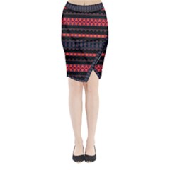 Boho Orange Black Midi Wrap Pencil Skirt by SpinnyChairDesigns