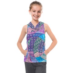 Boho Patchwork Kids  Sleeveless Hoodie by SpinnyChairDesigns