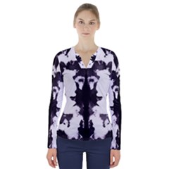 Rorschach Inkblot Pattern V-neck Long Sleeve Top by SpinnyChairDesigns