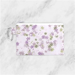 Purple Wildflower Print Canvas Cosmetic Bag (small) by SpinnyChairDesigns