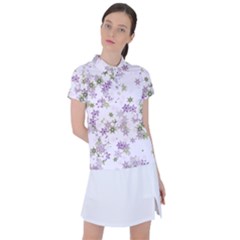 Purple Wildflower Print Women s Polo Tee