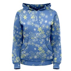 Yellow Flowers On Blue Women s Pullover Hoodie by SpinnyChairDesigns