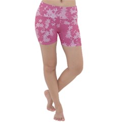 Blush Pink Floral Print Lightweight Velour Yoga Shorts by SpinnyChairDesigns
