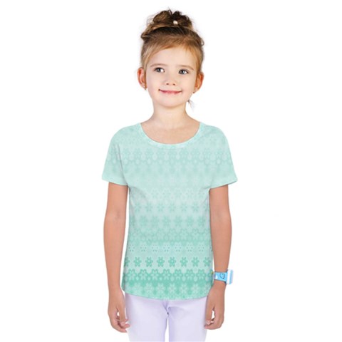 Biscay Green Floral Print Kids  One Piece Tee by SpinnyChairDesigns