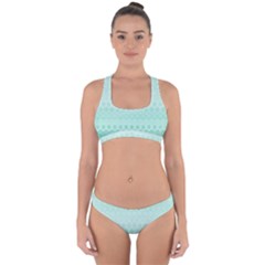 Biscay Green Floral Print Cross Back Hipster Bikini Set by SpinnyChairDesigns