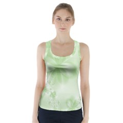Tea Green Floral Print Racer Back Sports Top by SpinnyChairDesigns