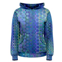 Boho Blue Wildflower Print Women s Pullover Hoodie