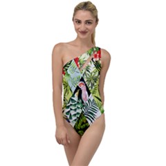 Flamingo Ropical To One Side Swimsuit by designsbymallika