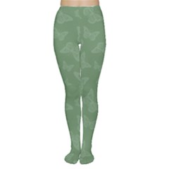 Asparagus Green Butterfly Print Tights by SpinnyChairDesigns