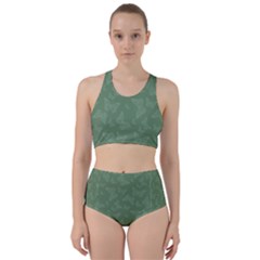 Asparagus Green Butterfly Print Racer Back Bikini Set by SpinnyChairDesigns