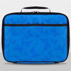 Cornflower Blue Butterfly Print Full Print Lunch Bag by SpinnyChairDesigns