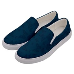 Indigo Dye Blue Butterfly Pattern Men s Canvas Slip Ons by SpinnyChairDesigns
