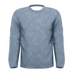 Faded Blue Butterfly Print Men s Long Sleeve Tee by SpinnyChairDesigns
