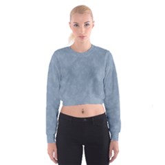 Faded Blue Butterfly Print Cropped Sweatshirt by SpinnyChairDesigns