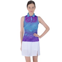 Purple Blue Swirls And Spirals Women s Sleeveless Polo Tee by SpinnyChairDesigns