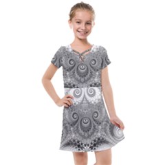 Black And White Spirals Kids  Cross Web Dress by SpinnyChairDesigns