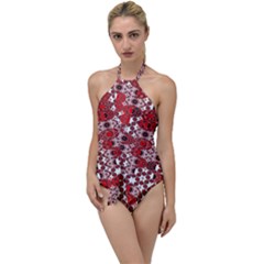 Red Black Checkered Go With The Flow One Piece Swimsuit by SpinnyChairDesigns