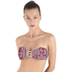 Red Black Checkered Twist Bandeau Bikini Top by SpinnyChairDesigns