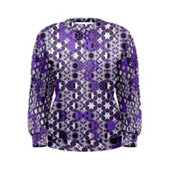 Purple Black Checkered Women s Sweatshirt by SpinnyChairDesigns