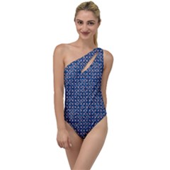 Artsy Blue Checkered To One Side Swimsuit by SpinnyChairDesigns