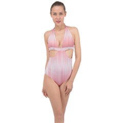 Fresh Pink Ombre Halter Front Plunge Swimsuit by SpinnyChairDesigns