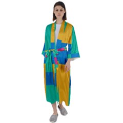 Squares  Maxi Satin Kimono by Sobalvarro