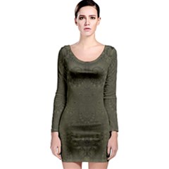 Rustic Green Brown Swirls Long Sleeve Bodycon Dress by SpinnyChairDesigns