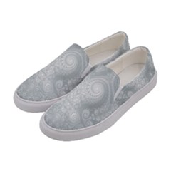 Ash Grey White Swirls Women s Canvas Slip Ons by SpinnyChairDesigns