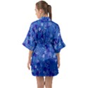 Cornflower Blue Floral Print Half Sleeve Satin Kimono  View2