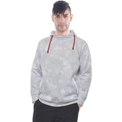 Ash Grey Floral Pattern Men s Pullover Hoodie by SpinnyChairDesigns