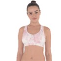 Baby Pink Floral Print Cross String Back Sports Bra View1