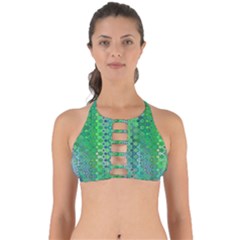 Boho Green Floral Print Perfectly Cut Out Bikini Top by SpinnyChairDesigns